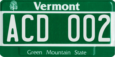 VT license plate ACD002