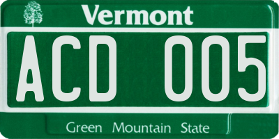 VT license plate ACD005