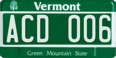 VT license plate ACD006