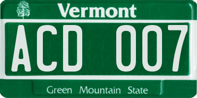 VT license plate ACD007