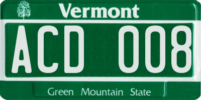 VT license plate ACD008