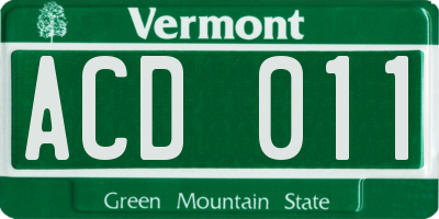 VT license plate ACD011