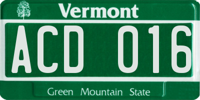 VT license plate ACD016