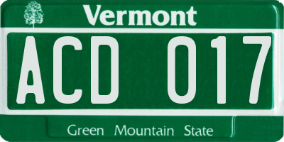 VT license plate ACD017