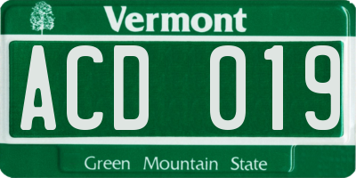 VT license plate ACD019