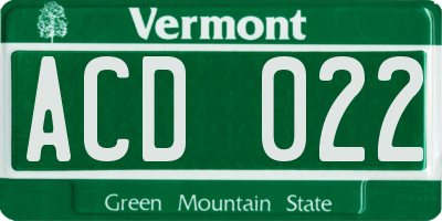 VT license plate ACD022