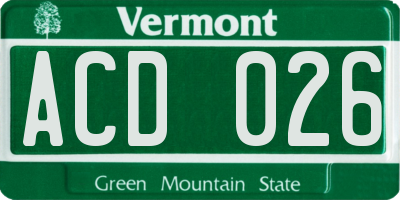 VT license plate ACD026