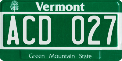 VT license plate ACD027