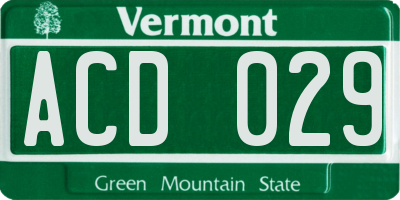 VT license plate ACD029