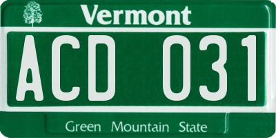 VT license plate ACD031