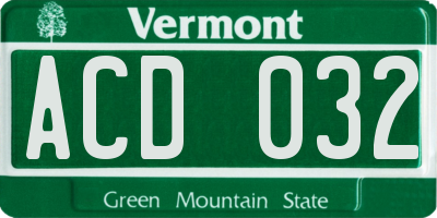 VT license plate ACD032