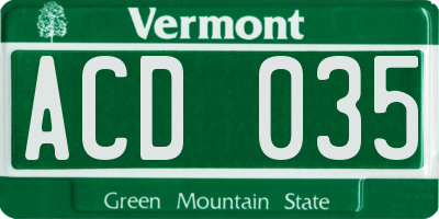 VT license plate ACD035