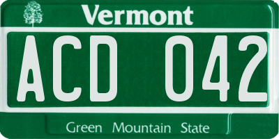 VT license plate ACD042