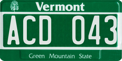 VT license plate ACD043