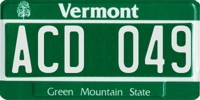 VT license plate ACD049