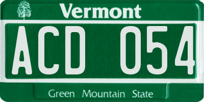 VT license plate ACD054