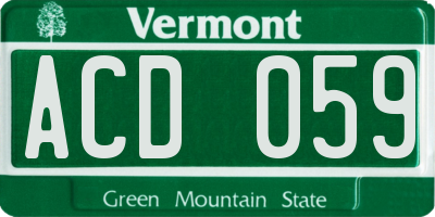 VT license plate ACD059