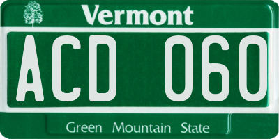 VT license plate ACD060