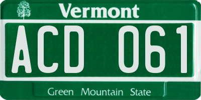 VT license plate ACD061