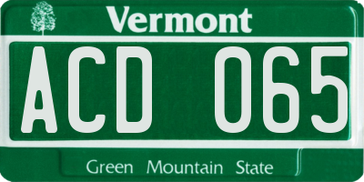 VT license plate ACD065