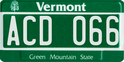 VT license plate ACD066