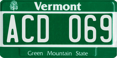 VT license plate ACD069
