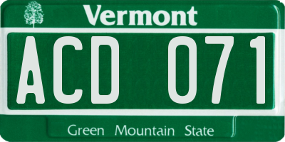 VT license plate ACD071