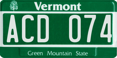 VT license plate ACD074