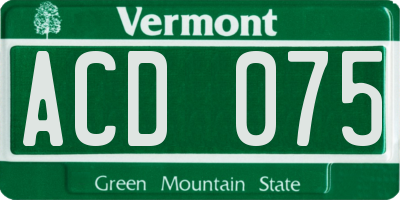 VT license plate ACD075