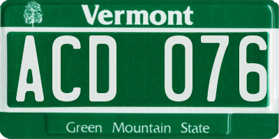 VT license plate ACD076