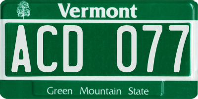 VT license plate ACD077