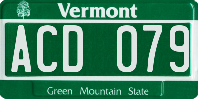 VT license plate ACD079
