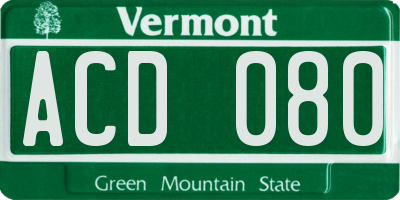 VT license plate ACD080