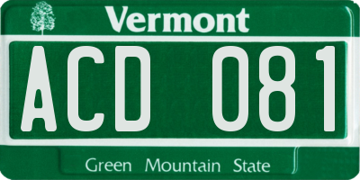 VT license plate ACD081
