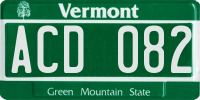 VT license plate ACD082