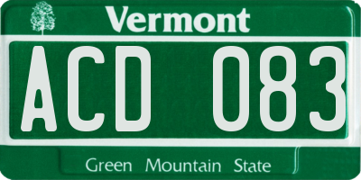 VT license plate ACD083