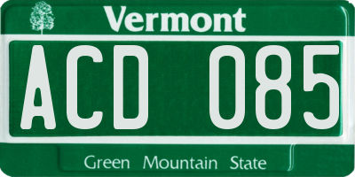 VT license plate ACD085