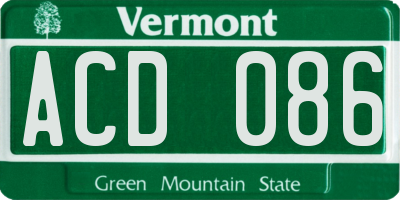 VT license plate ACD086