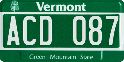 VT license plate ACD087