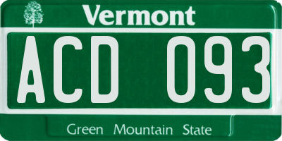 VT license plate ACD093