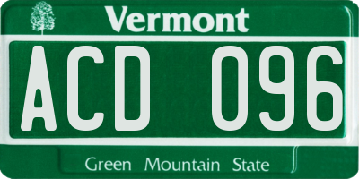 VT license plate ACD096