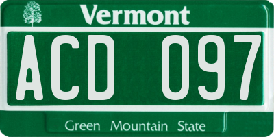 VT license plate ACD097