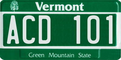 VT license plate ACD101