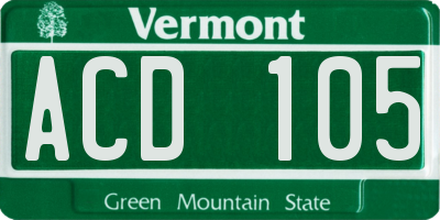 VT license plate ACD105