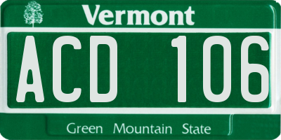 VT license plate ACD106