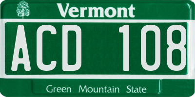 VT license plate ACD108