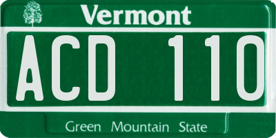 VT license plate ACD110