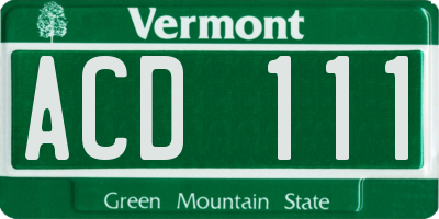 VT license plate ACD111