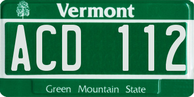 VT license plate ACD112