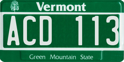 VT license plate ACD113